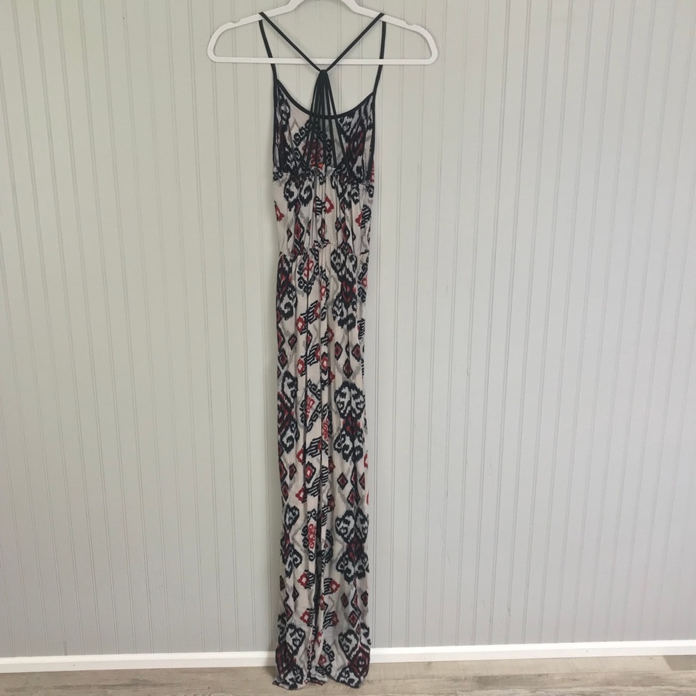 Red, Black Grey Pattern Maxi Dress - Picture 3 of 6